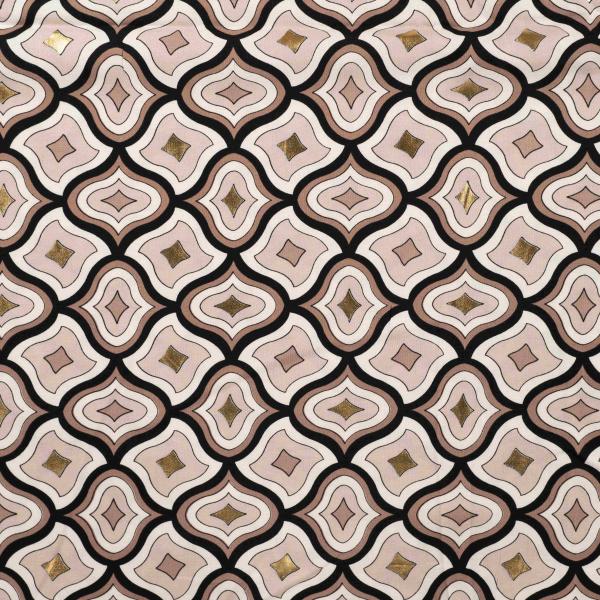 Leicht fließende Viskose mit Glanz – grafisches Design in Sand, Beige und Schwarz